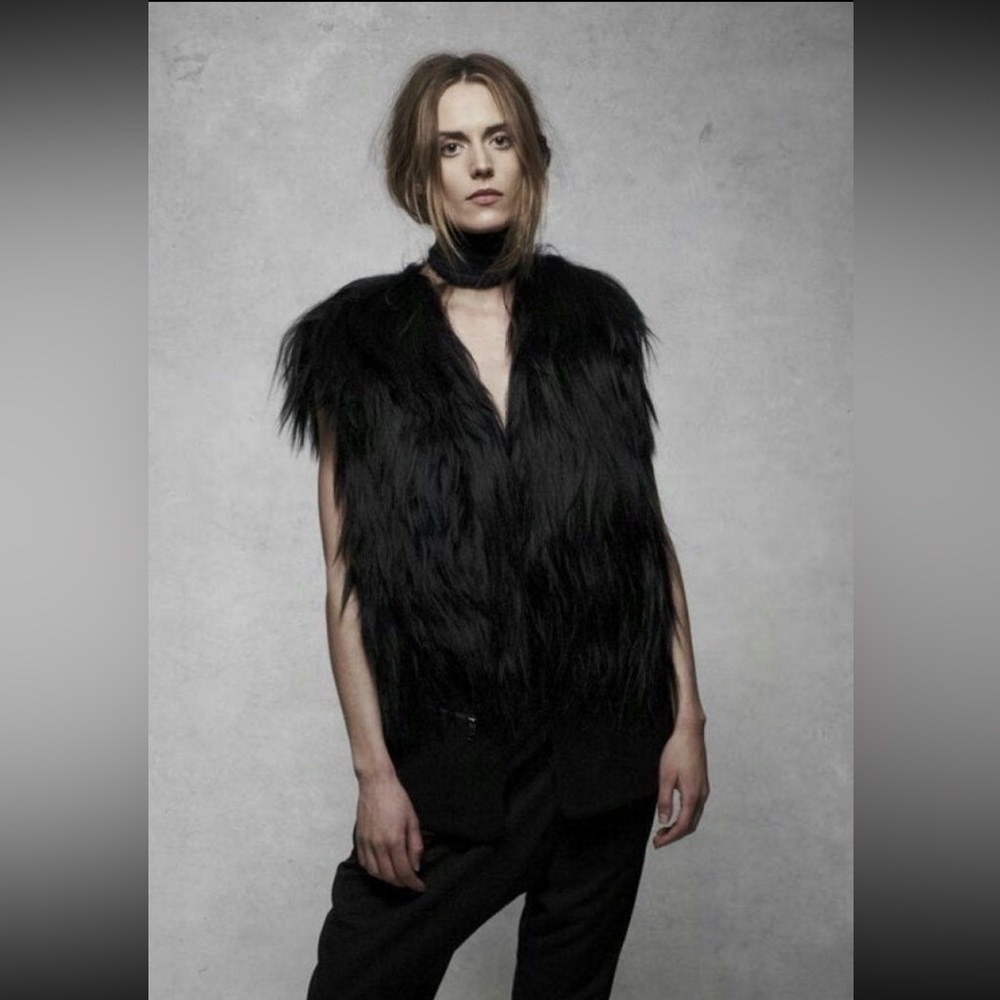 Ashley B Black fur vest XS